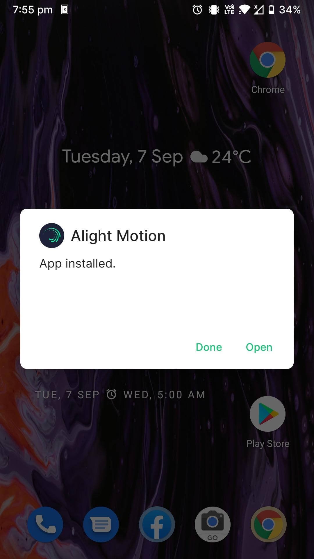 alight motion mod apk instalado