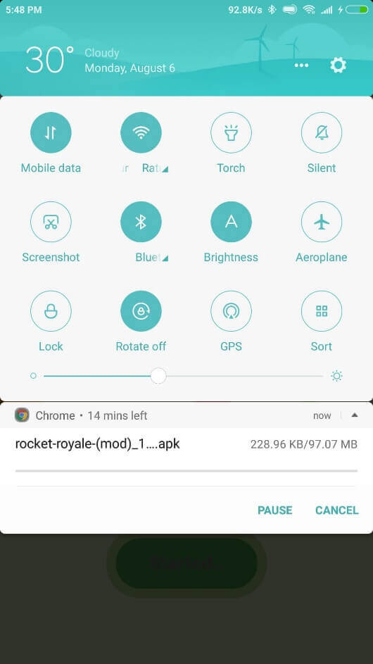 downloading started