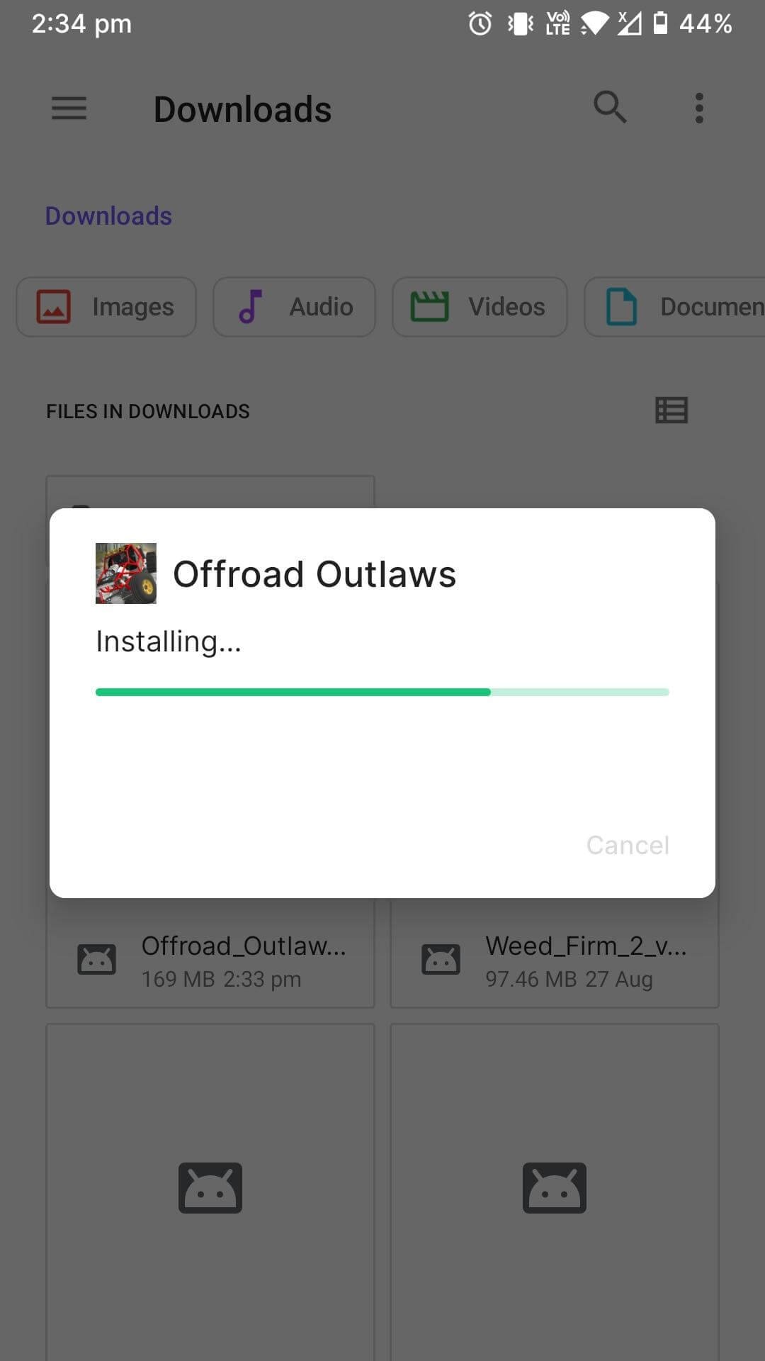 offroad outlaws mod apk installing