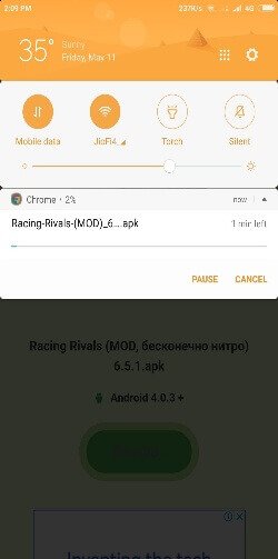 racing rivals mod apk downloading started
