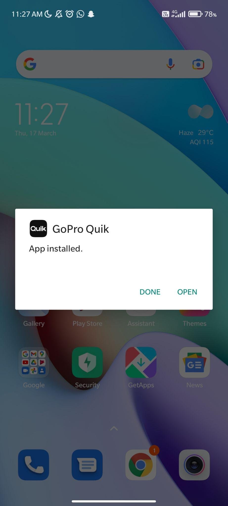 gopro quik apk installed