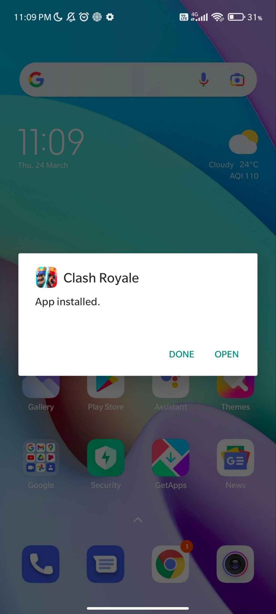 clash royale mod apk installed