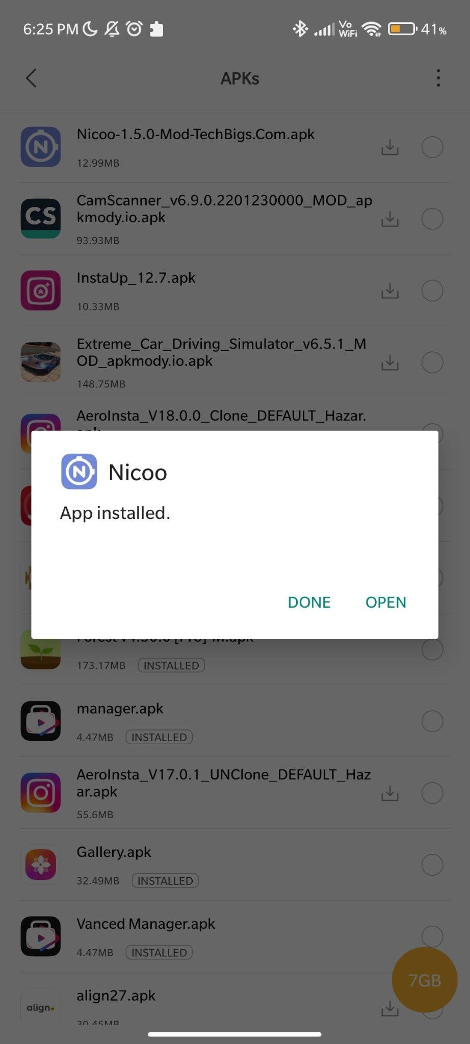nicoo apk installed