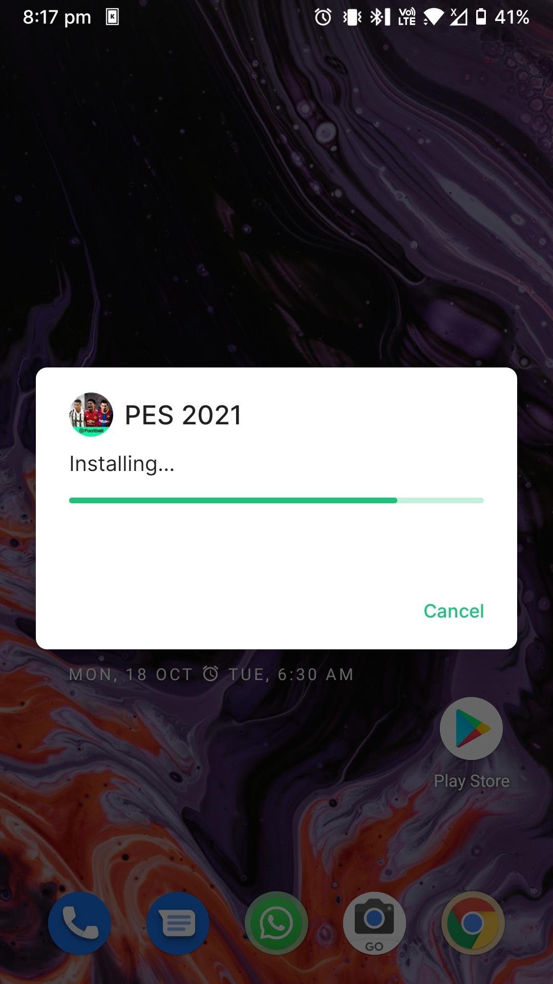 PES 2021 Apk installing