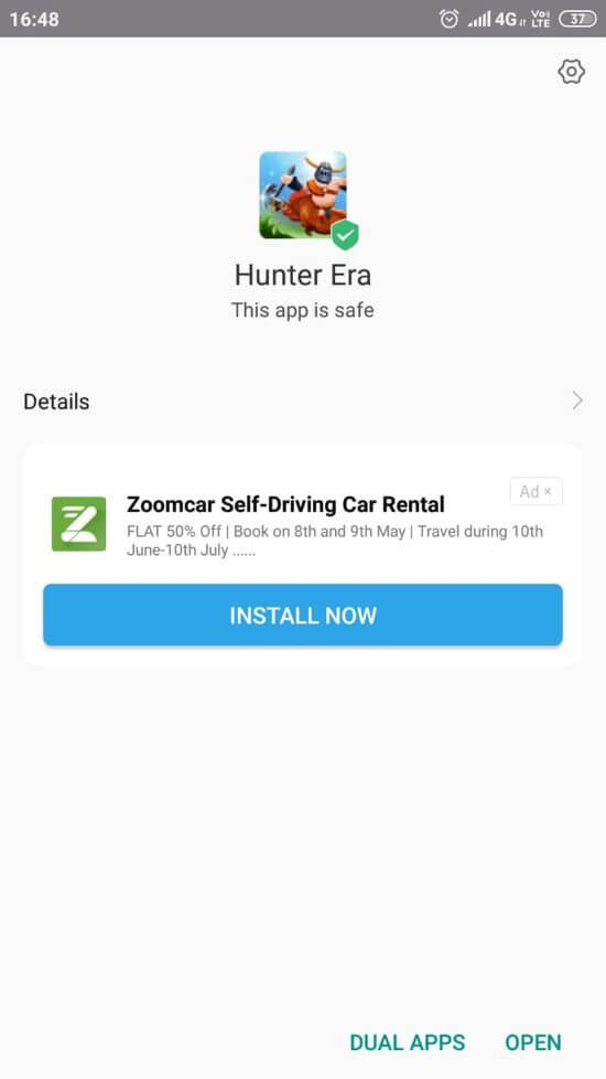 Hunter Era Mod Apk installed