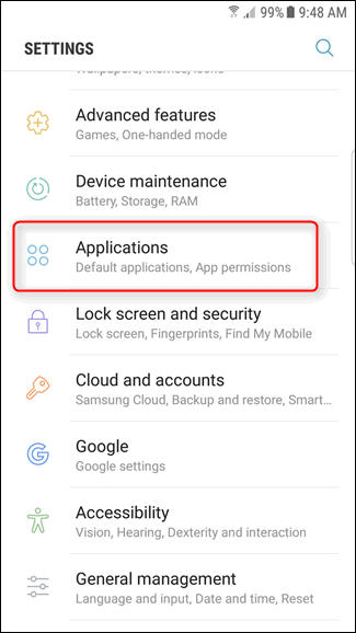 Android App Settings