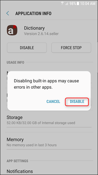 Disable Pre Installed Android Apps
