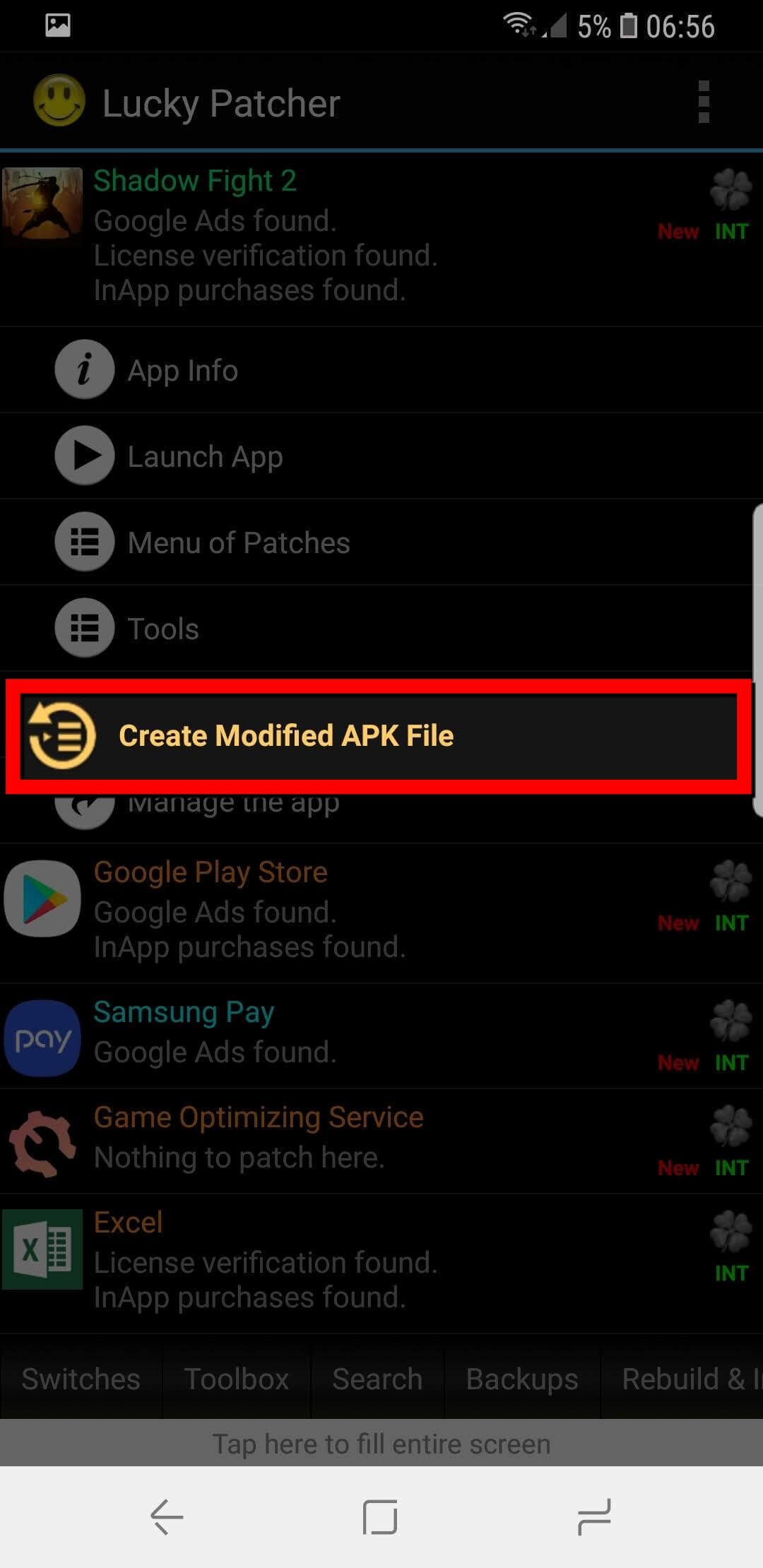create modified apk