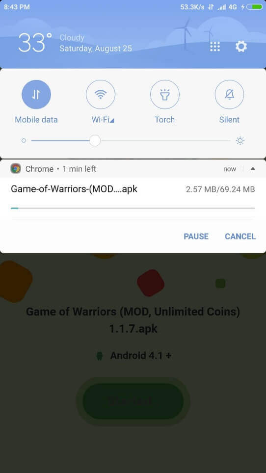 downloading started
