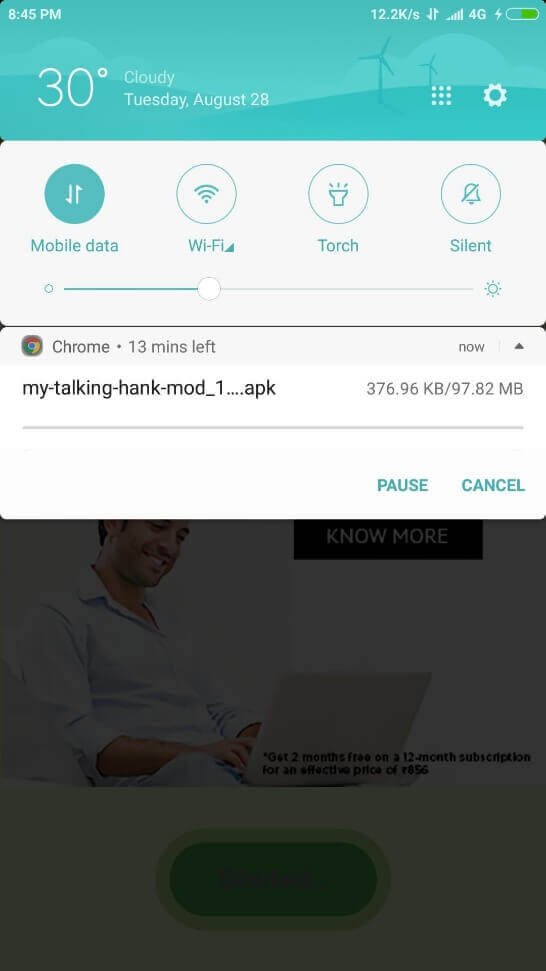 My Talking Hank Mod Apk downloading started