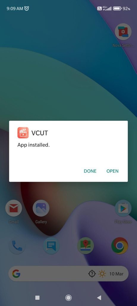 VCUT Pro mod apk installed