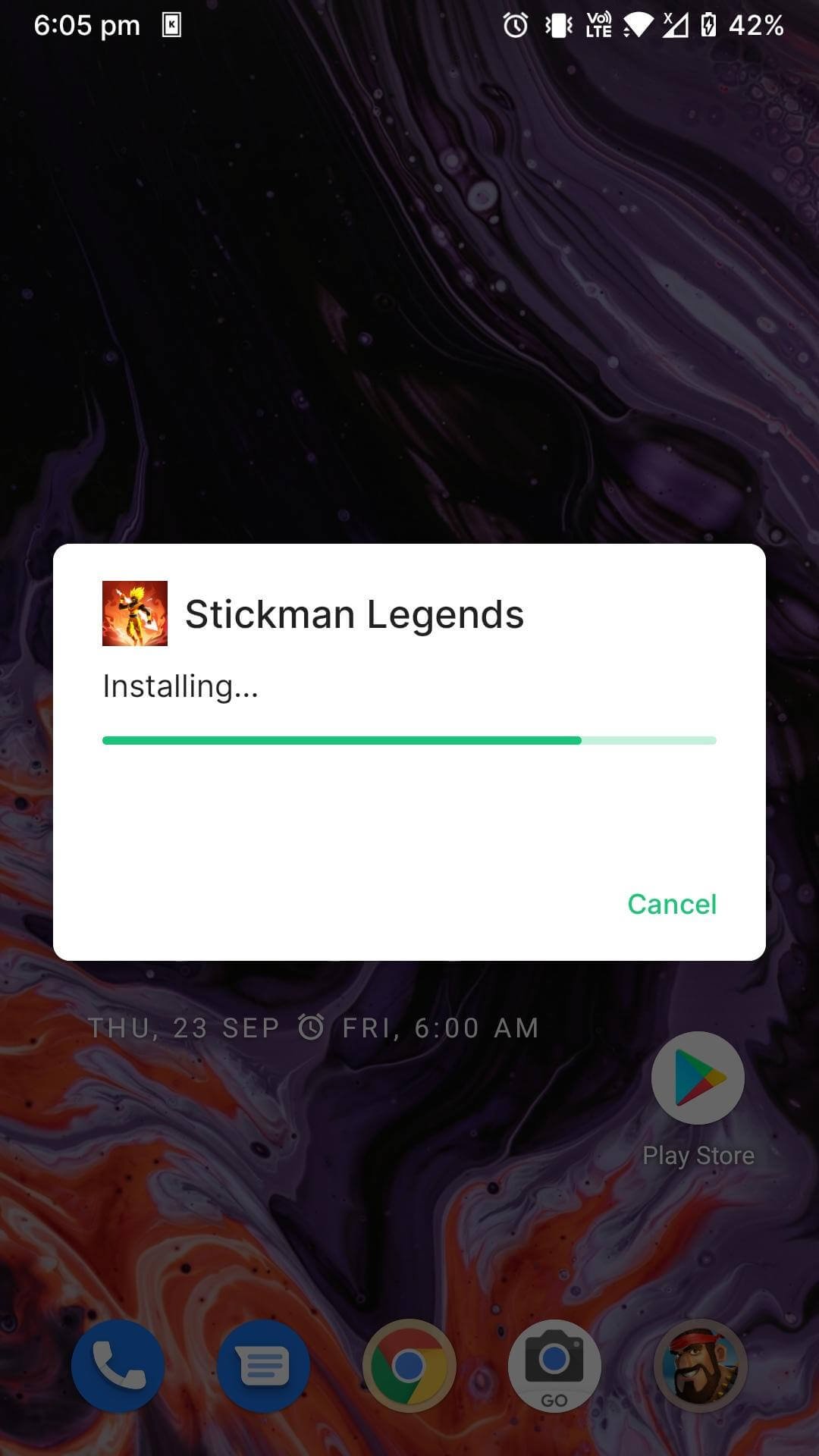 stickman legends mod apk installing