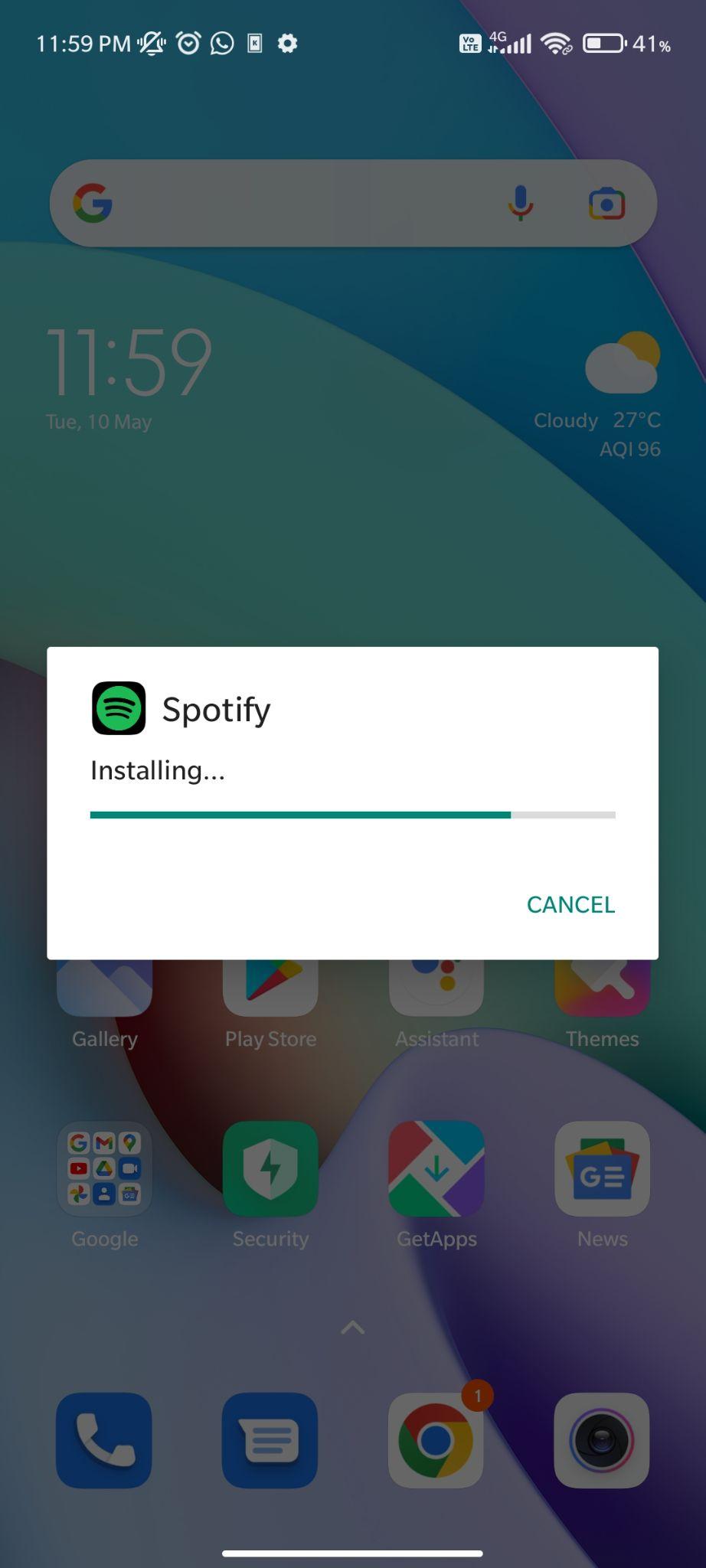 spotify premium apk installing