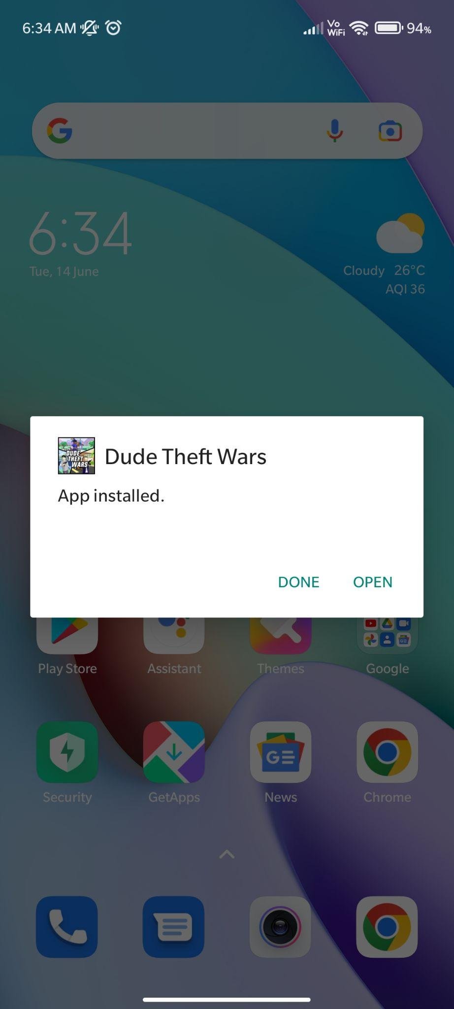 dude theft wars mod apk installed