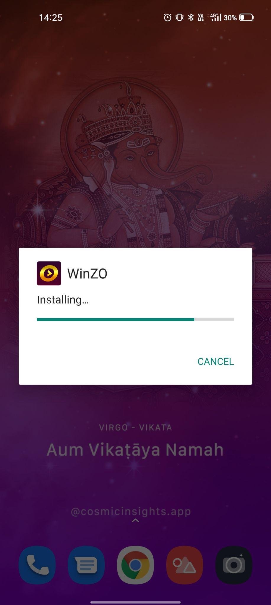 Winzo Apk installing