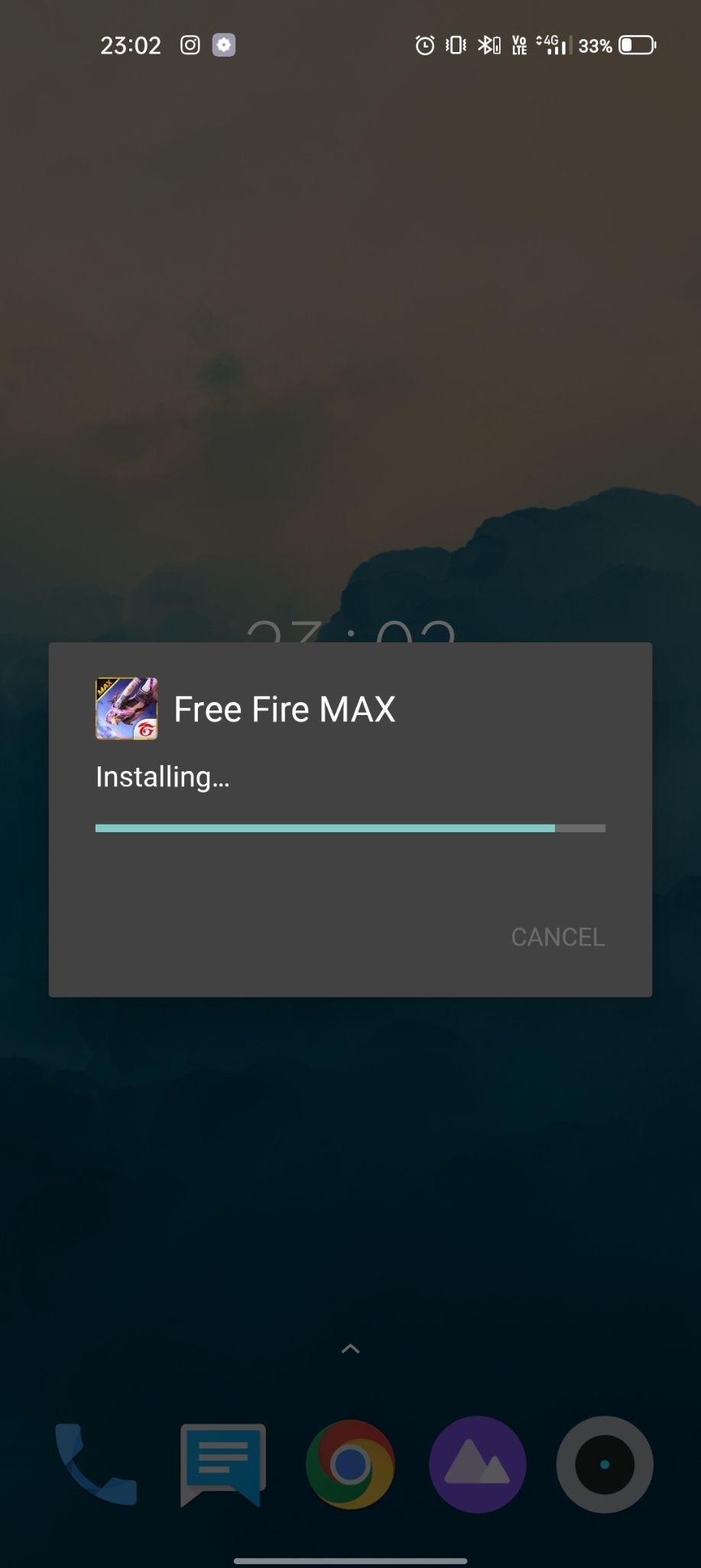 free fire max apk installing