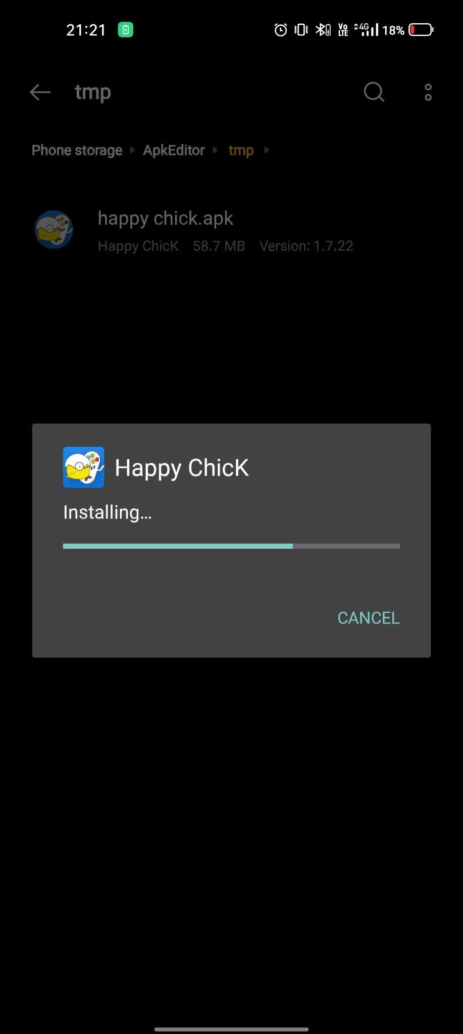 happy chick apk installing