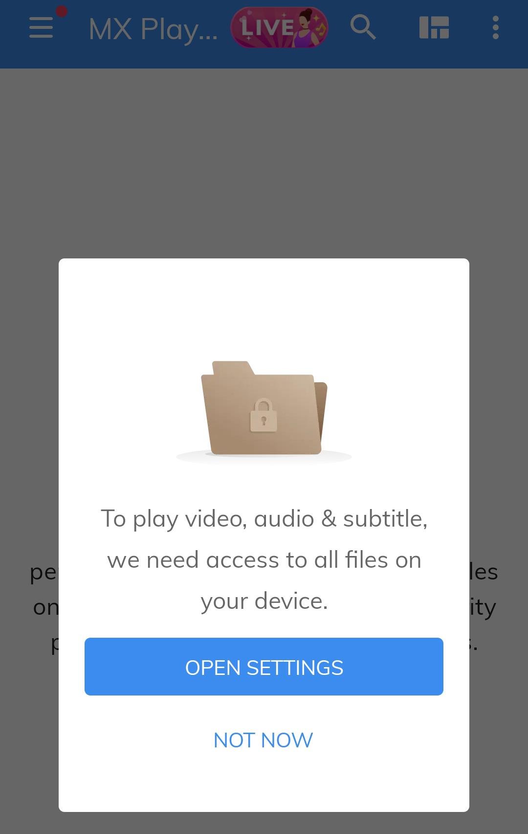 grant permissions to MX Player