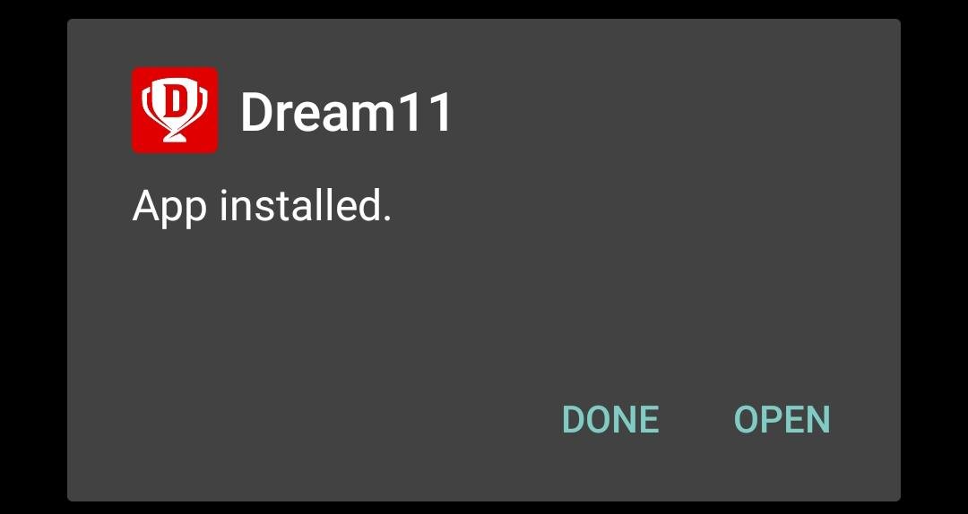 dream11 apk installed