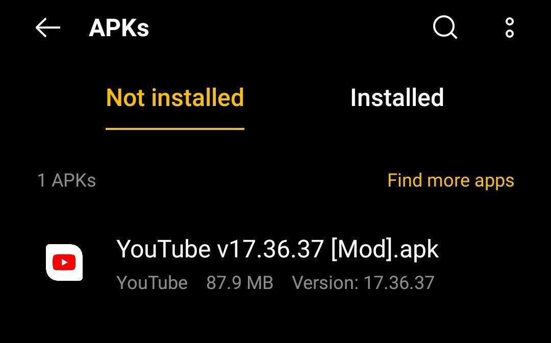 locate downloaded revanced apk file