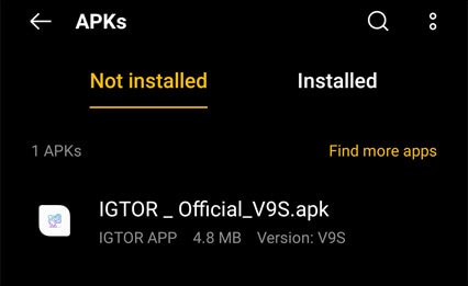 locate the downloaded apk file