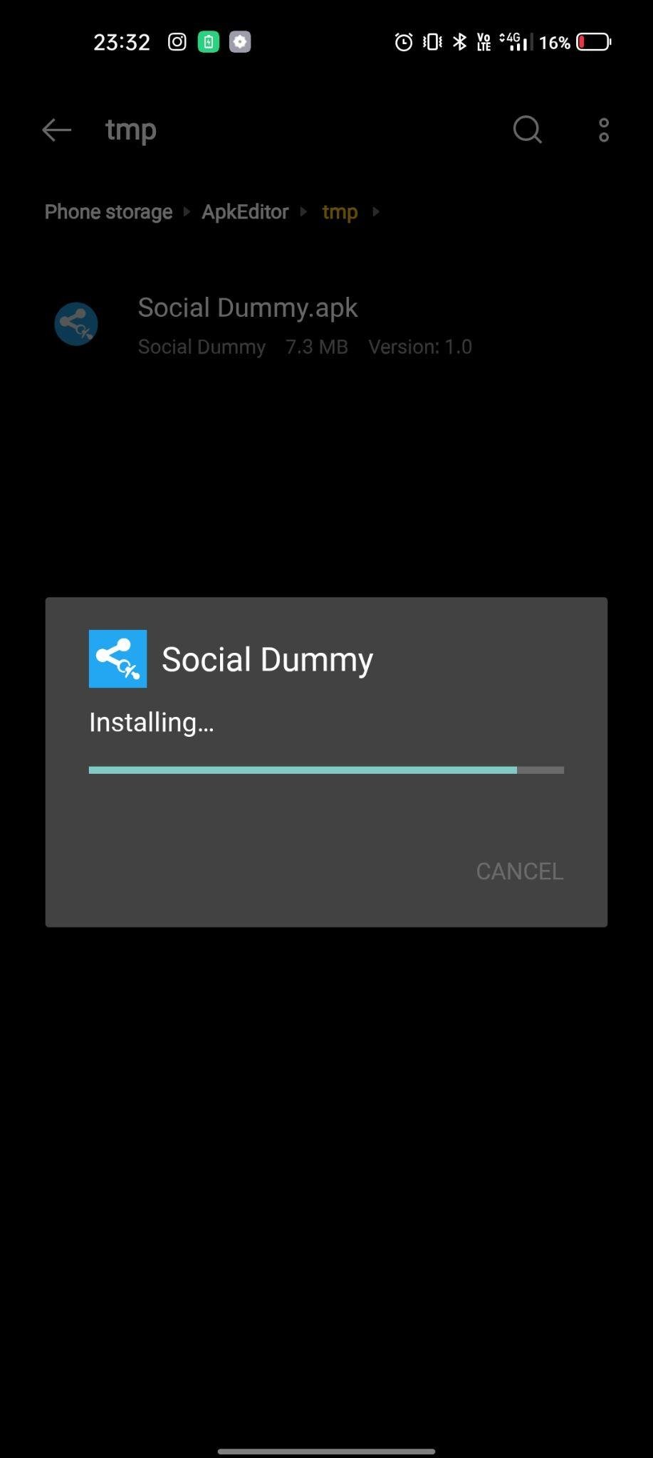 social dummy apk installing