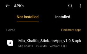 locate the Mia Khalifa WhatsApp Stickers Apk file