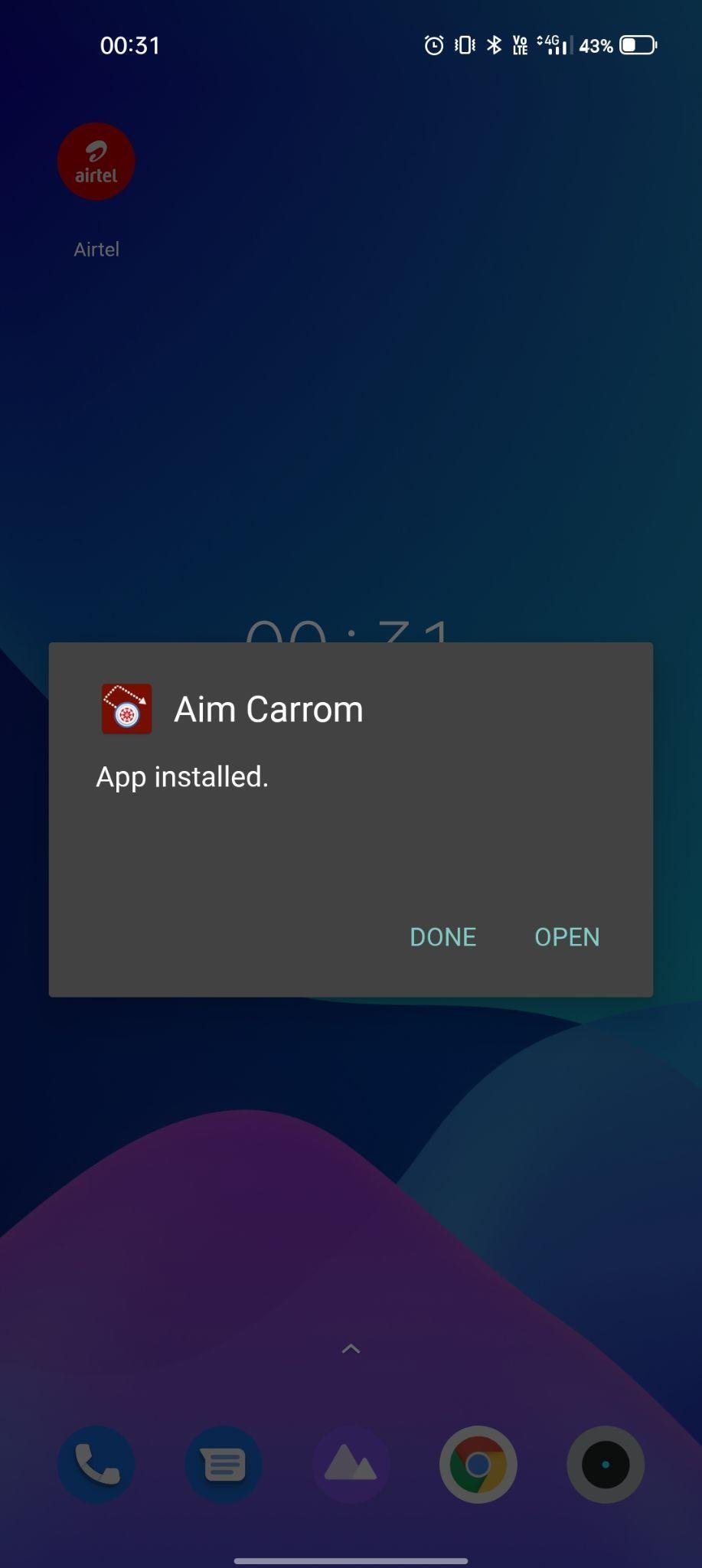 aim carrom apk installed