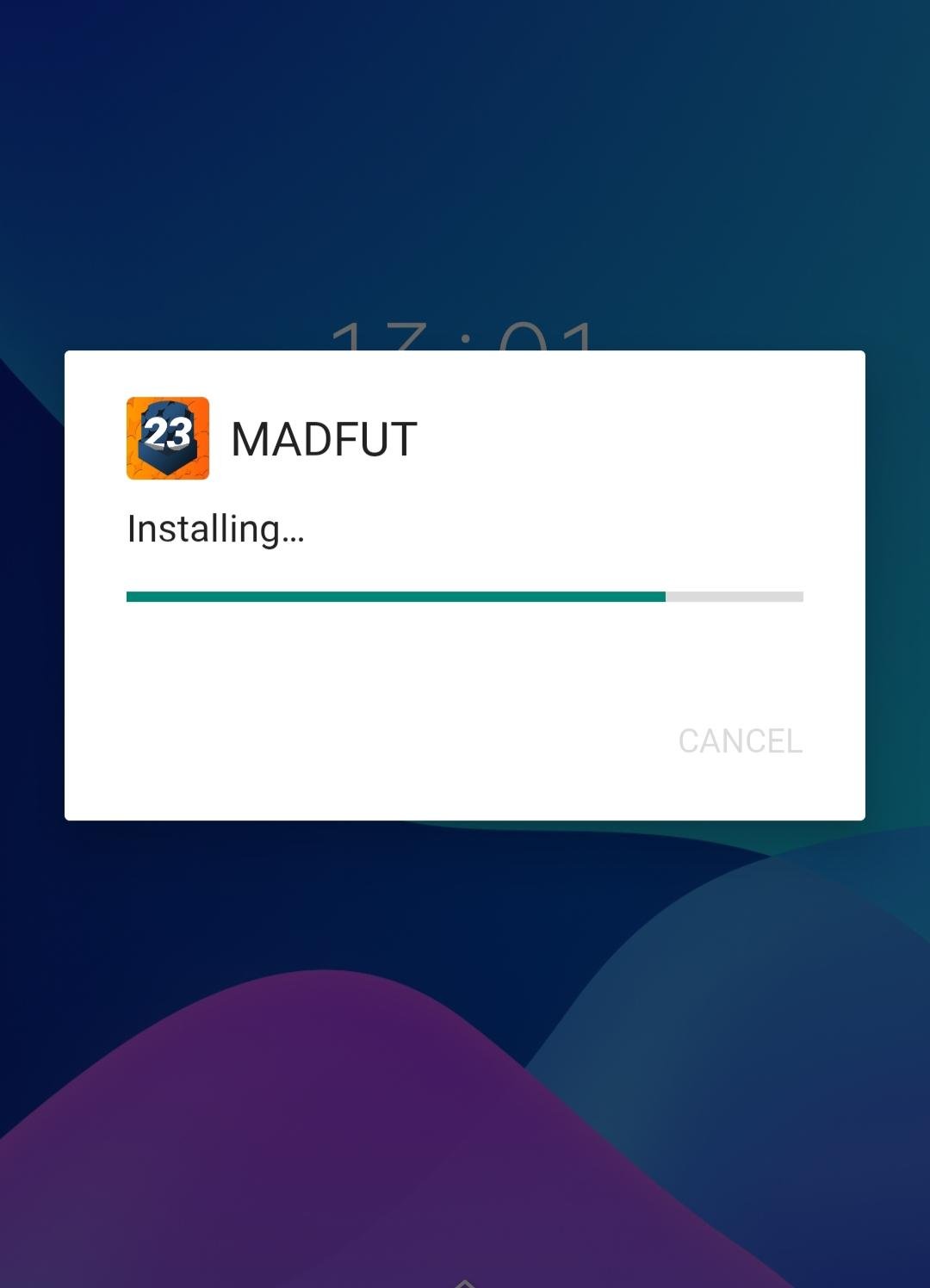 MADFUT 23 mod apk installing