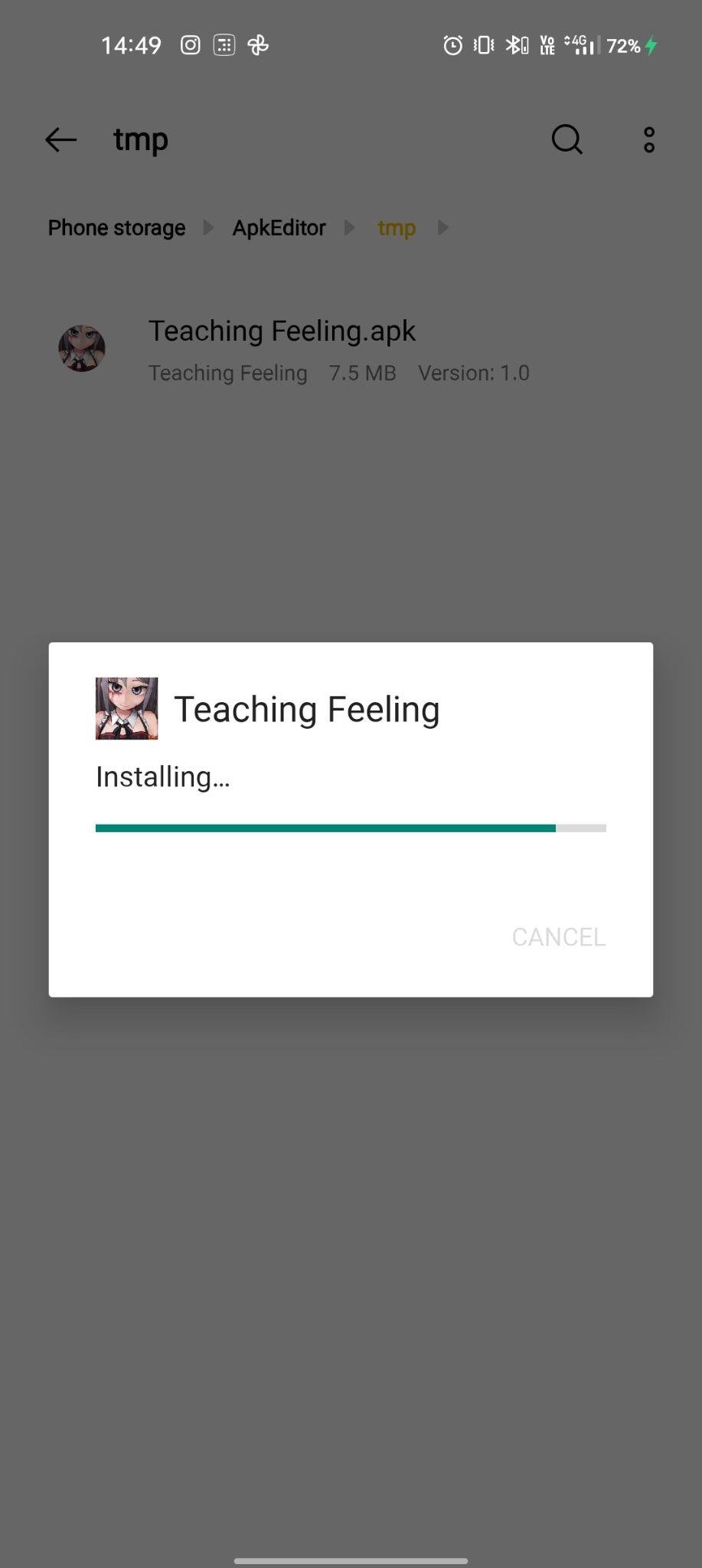 teaching feeling apk installing