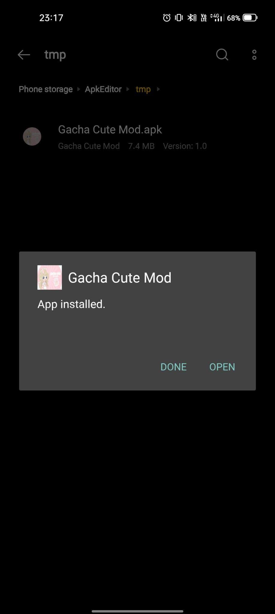 gacha cute mod apk installed