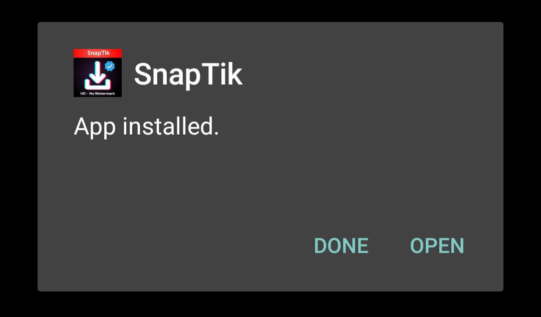 snaptik apk installed