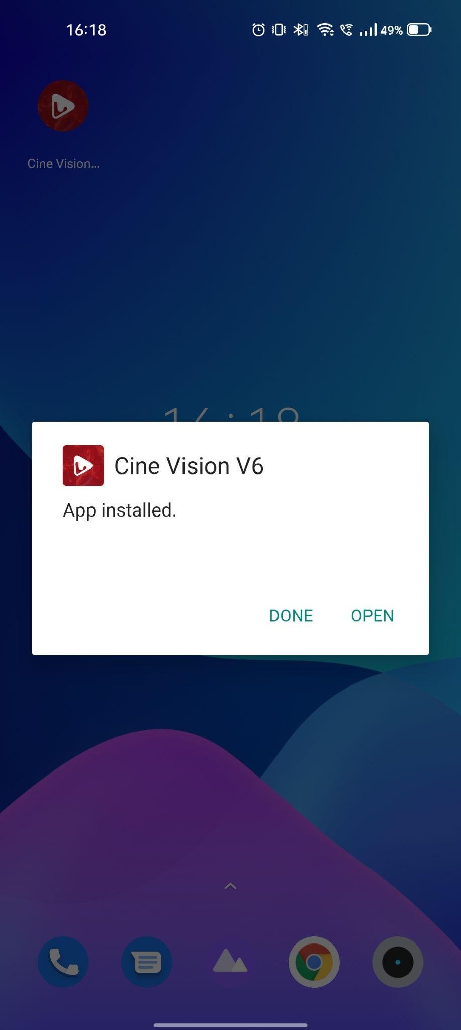 cine vision v6 apk installed