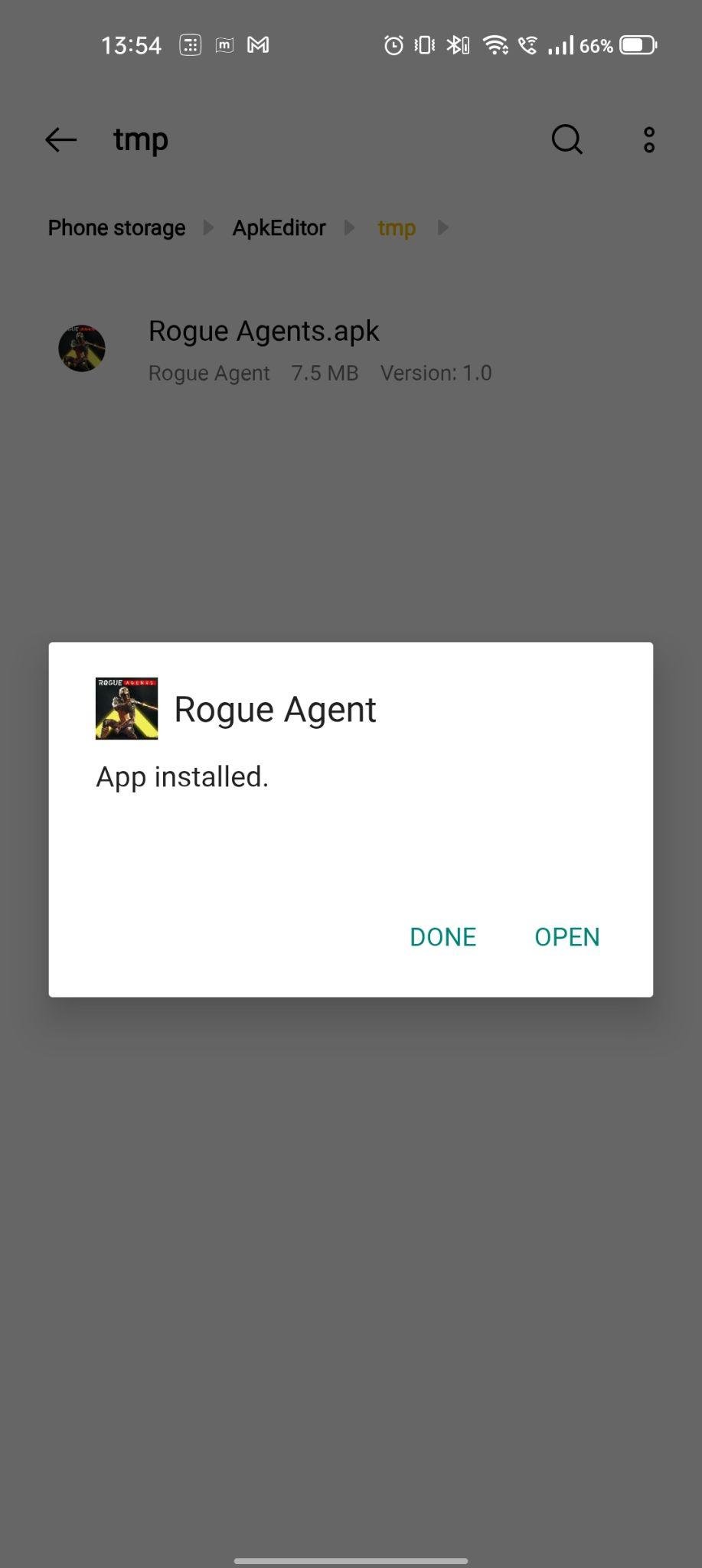 Rogue Agents apk installed