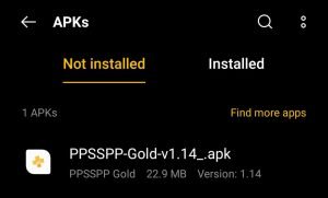 locate PPSSPP Gold apk file
