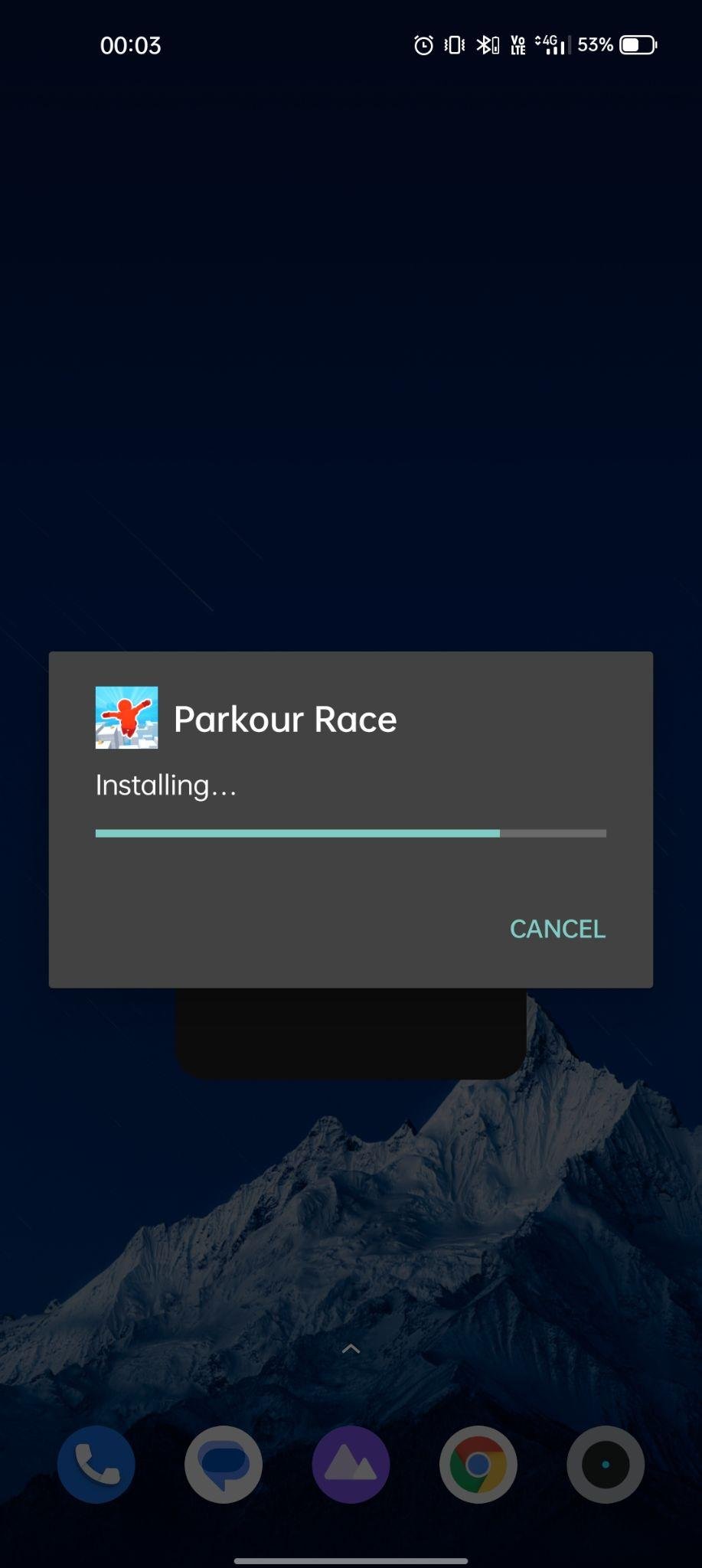 Instalação do apk Parkour Race