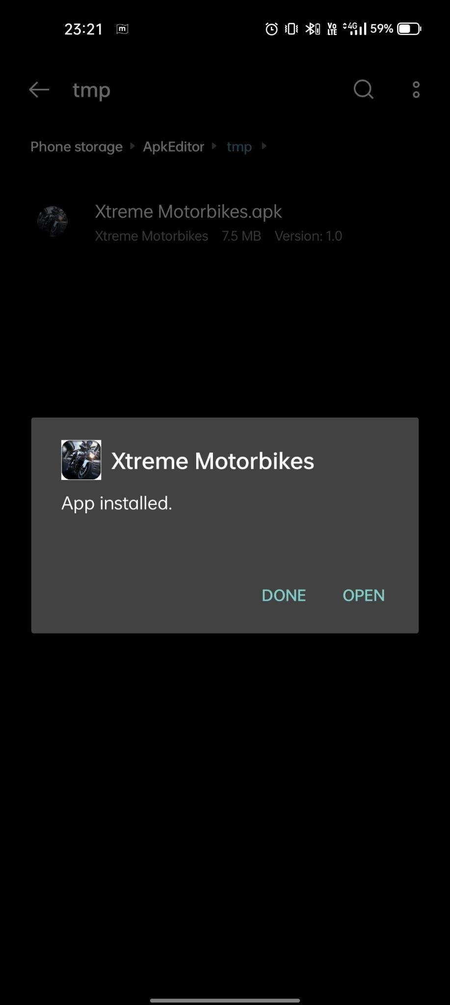 Xtreme Motorbikes mod apk instalado