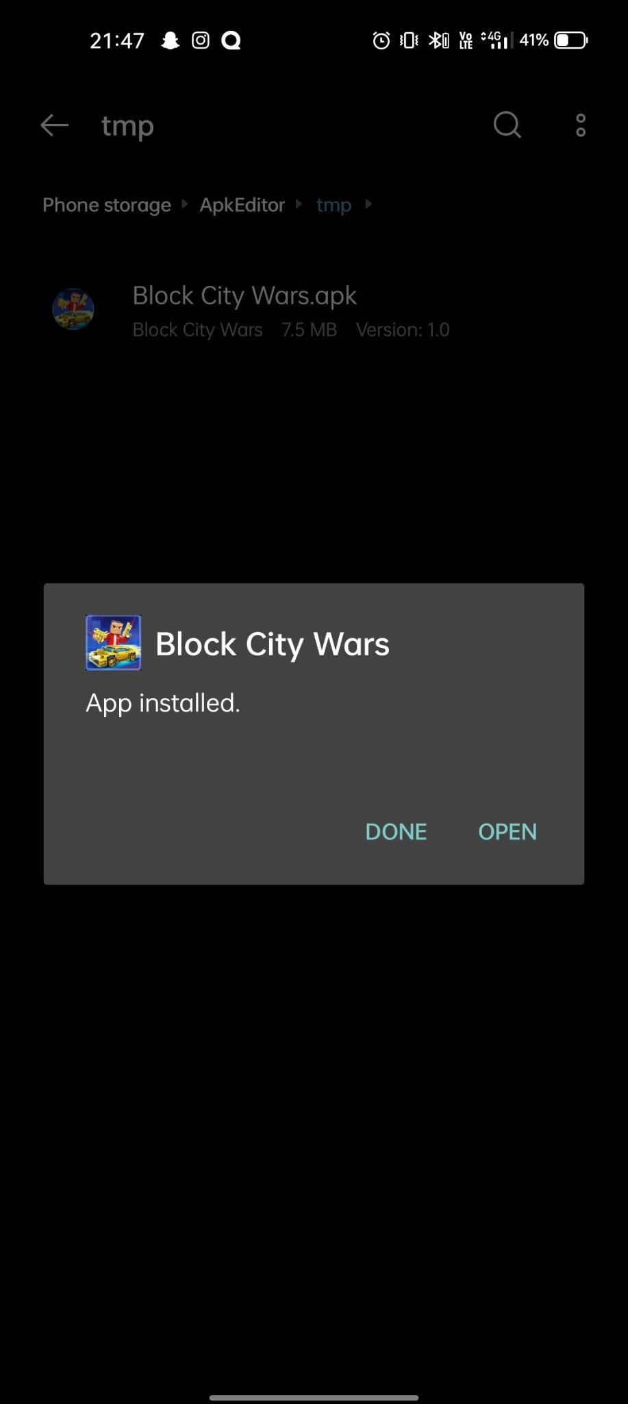block city wars mod apk installed