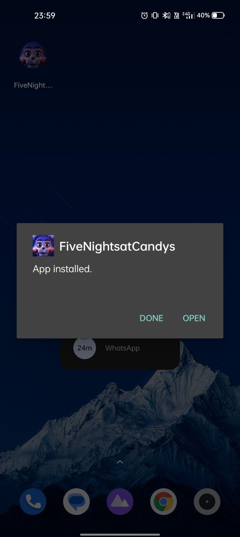 Five Nights at Candy’s apk installed