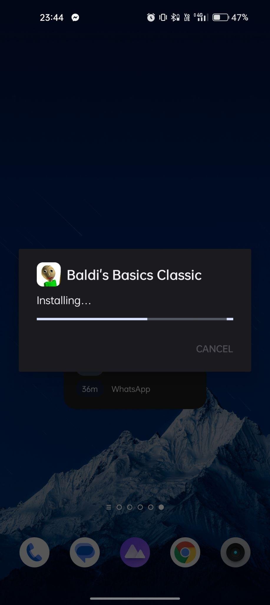 Baldi's Basics mod apk installing