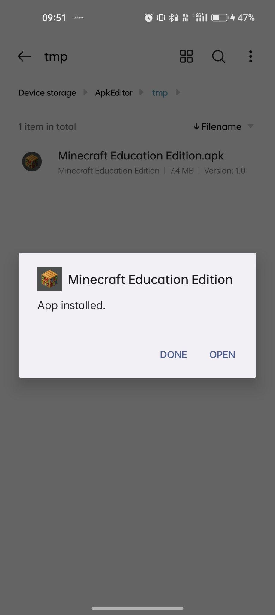 minecraft education edition apk installed