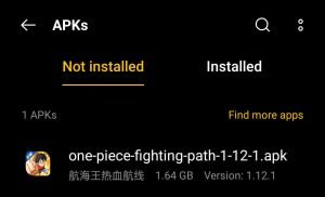 locate one piece fighting path apk file