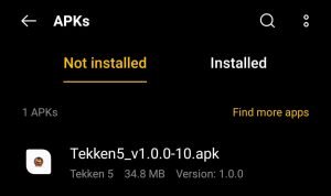 locate downloaded tekken 5 apk file