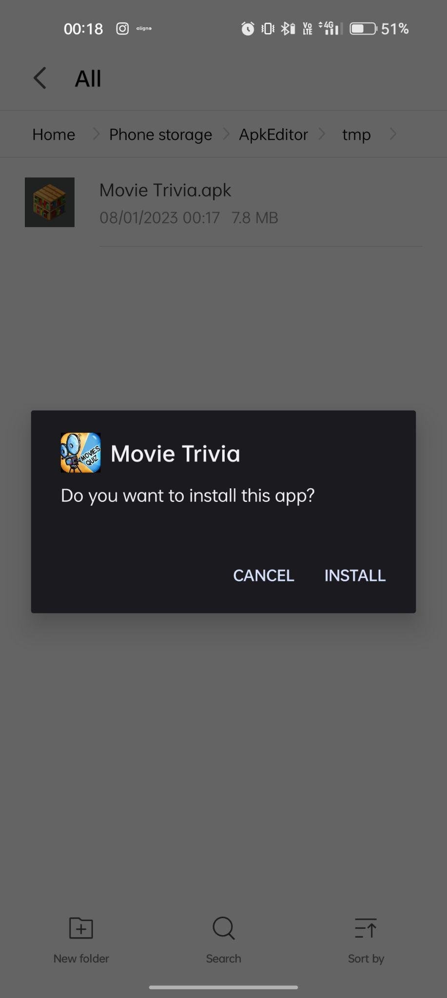 Movie Trivia apk installed