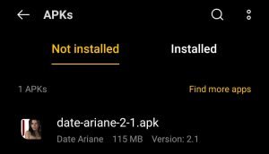 locate the Date Ariane APK in File Manager
