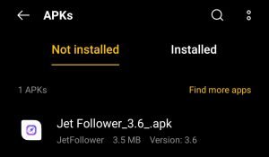 locate the JetFollower Apk