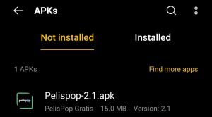 locate downloaded Pelispop APK file