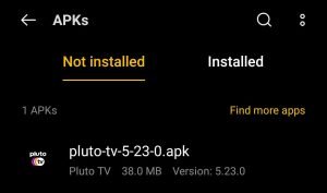 locate the downloaded pluto tv apk