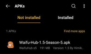 locate the downloaded waifuhub apk file