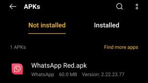 Locate the downloaded Apk file of WhatsApp Red